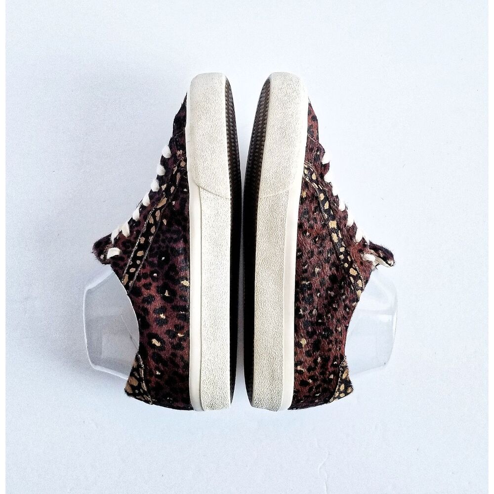 MADEWELL Sidewalk Low Top Sneakers Painted Leopard Calf Hair Sz 7.5 Brown - Picture 13 of 13